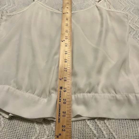 #695. Guess White Sheer Chiffon Spaghetti Strap Crop Top. Size Small. - Picture 9 of 9